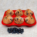 Hot Selling 6 Cups Food Grade Heat Resistant Non-stick Novelty Cupcake Baking Silicone Muffin Pan